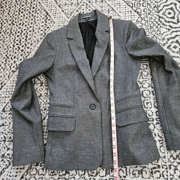 Express Charcoal Fitted Suit Jacket Size 4 - Picture 6 of 7